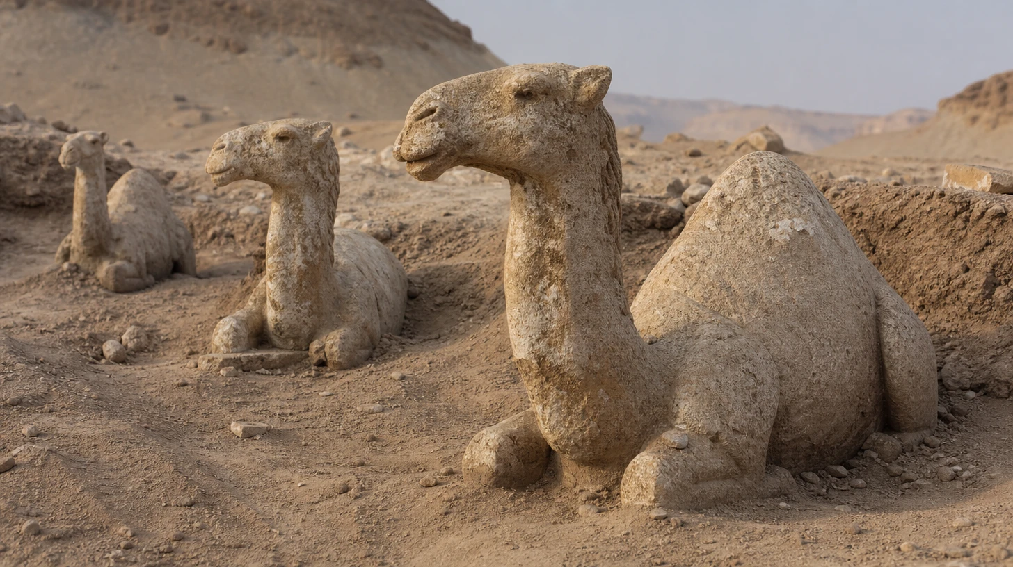 sculptures de dromadaires préhistoriques