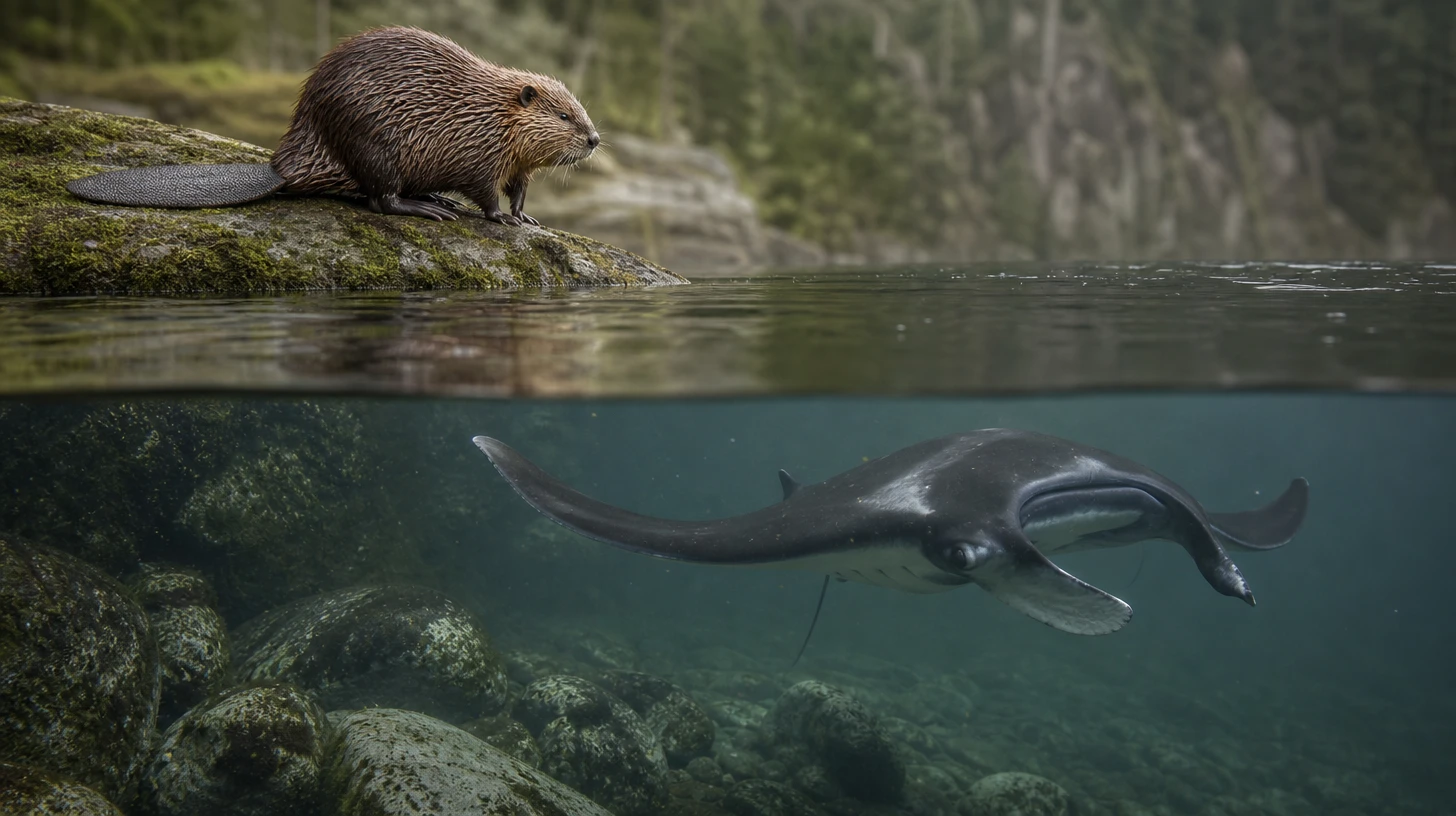 Lien entre castor et raie manta